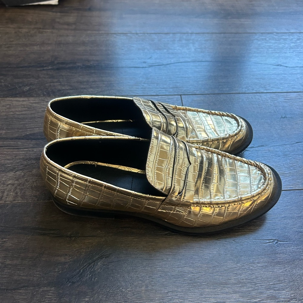 Zara gold leather loafers - Picture 2 of 3